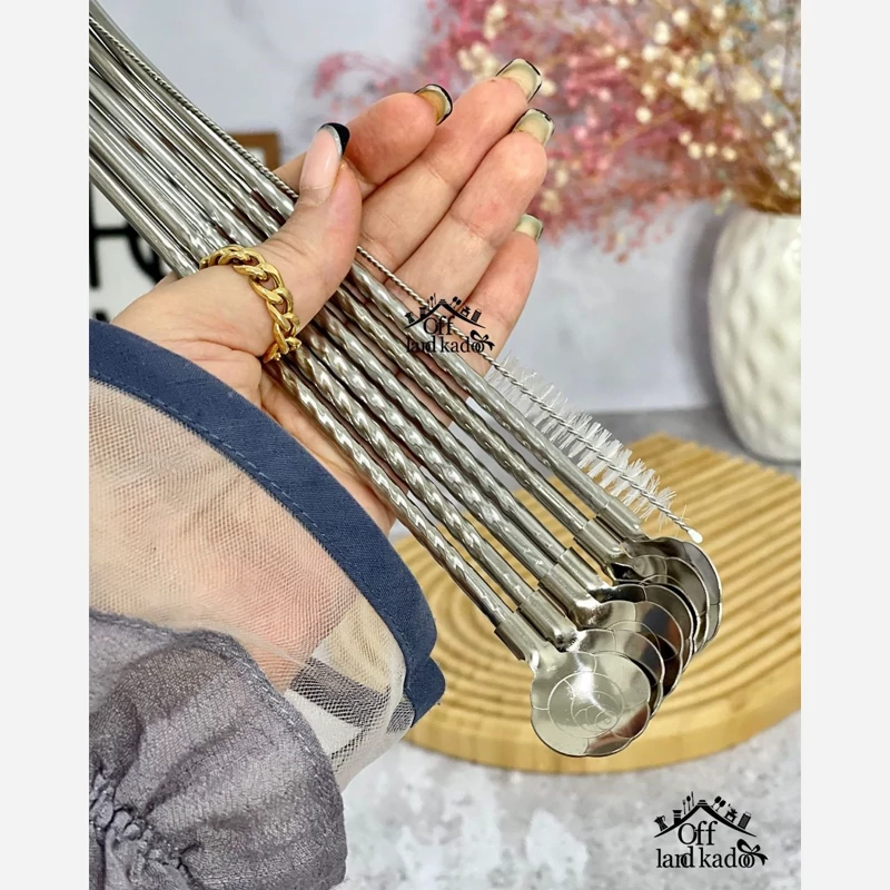 نی شربت قاشق دار نقره ای(کرایه در مقصد)(سعی میکنیم با کمترین هزینه بسته براتون ارسال بشه)